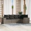 vidaXL 5 Piece Garden Sofa Set with Cushions Grey Poly Rattan