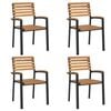 vidaXL Stackable Garden Chairs 4 pcs Solid Wood Acacia and Metal