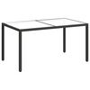 vidaXL Garden Table | Black | Tempered Glass, Poly Rattan, Powder-Coated Steel