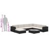 vidaXL 8 Piece Garden Lounge Set with Cushions Poly Rattan Black