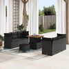 vidaXL Garden Sofa Set Height-Adjustable 9 pcs Black Poly Rattan