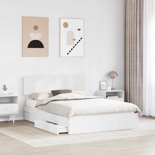 vidaXL Storage Bed with Headboard White 150 x 200 cm Engineered Wood