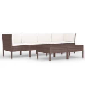 vidaXL 6 Piece Garden Lounge Set with Cushions Poly Rattan Brown