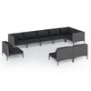 vidaXL 9 Piece Garden Lounge Set with Cushions Poly Rattan Dark Grey