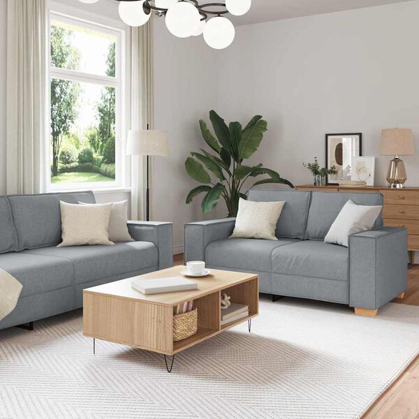 vidaXL Sofa 3 pcs Light Grey Fabric
