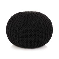 vidaXL Hand-Knitted Pouffe Cotton 50x35 cm Black