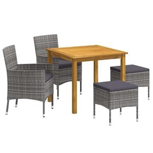 vidaXL 5 Piece Garden Dining Set Grey