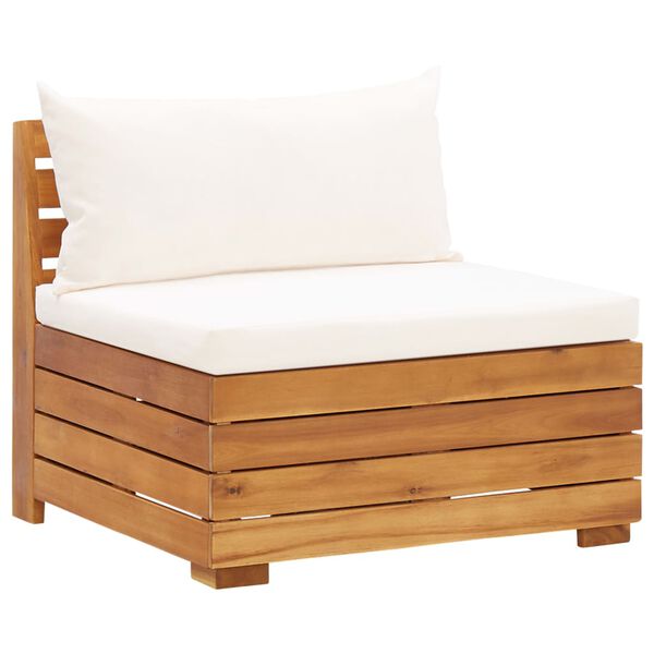 vidaXL 5 Piece Garden Lounge Set with Cushions Acacia Wood Cream White