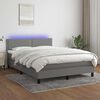vidaXL Box Spring Bed with Mattress&LED Dark Grey 137x187 cm Double Size Fabric