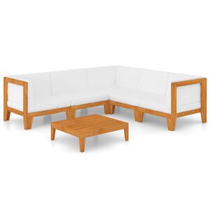 vidaXL 6 Piece Garden Lounge Set with Cushions Solid Acacia Wood