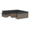 vidaXL 13 Piece Garden Sofa Set with Cushions Grey Poly Rattan