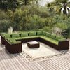 vidaXL 12 Piece Garden Lounge Set with Cushions Brown Poly Rattan