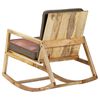 vidaXL Rocking Chair Brown Real Leather and Solid Mango Wood