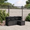 vidaXL 4 Piece Garden Sofa Set with Cushions Black Poly Rattan
