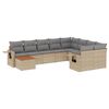 vidaXL 10 Piece Garden Sofa Set with Cushions Beige Poly Rattan