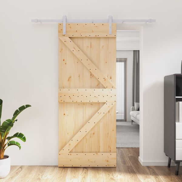vidaXL Sliding Door with Hardware Set 85x210 cm Solid Wood Pine