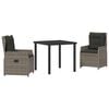 vidaXL Garden Dining Set 3 pcs Grey Poly Rattan