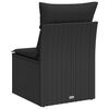 vidaXL Garden Sofa Armless with Cushions Black Poly Rattan