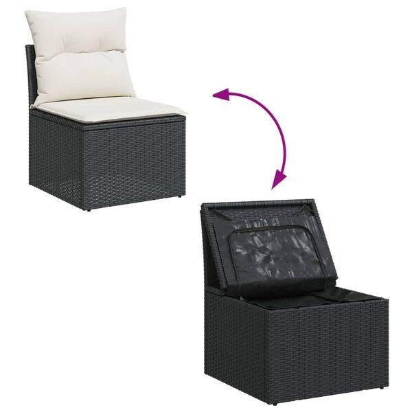 vidaXL 13 Piece Garden Sofa Set with Cushions Black Poly Rattan
