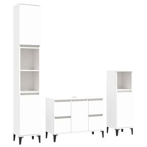 vidaXL 3 Piece Bathroom Furniture Set White Engineered Wood