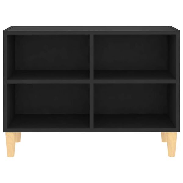 vidaXL TV Cabinet with Solid Wood Legs Black 69.5x30x50 cm