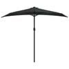 vidaXL Balcony Parasol with Aluminium Pole Black 270x144x222 cm Half