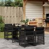 vidaXL 5 Piece Garden Dining Set with Cushions Black Poly Rattan