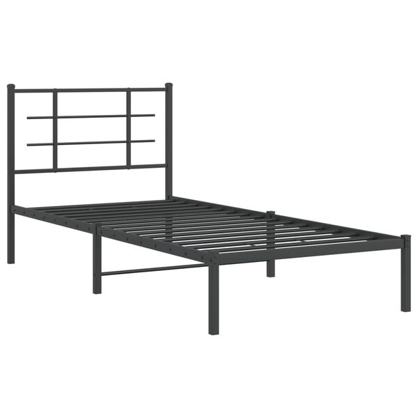 vidaXL Metal Bed Frame without Mattress with Headboard Black 90x190cm