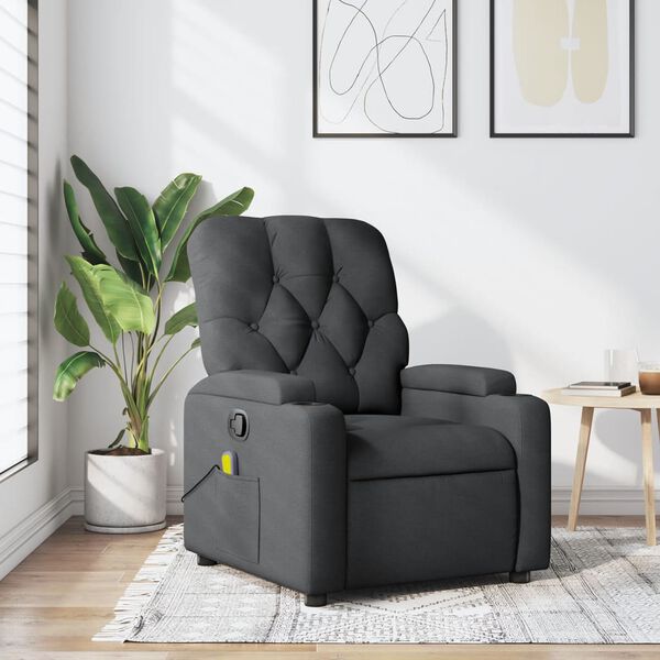 vidaXL Massage Recliner Chair Dark Grey Fabric