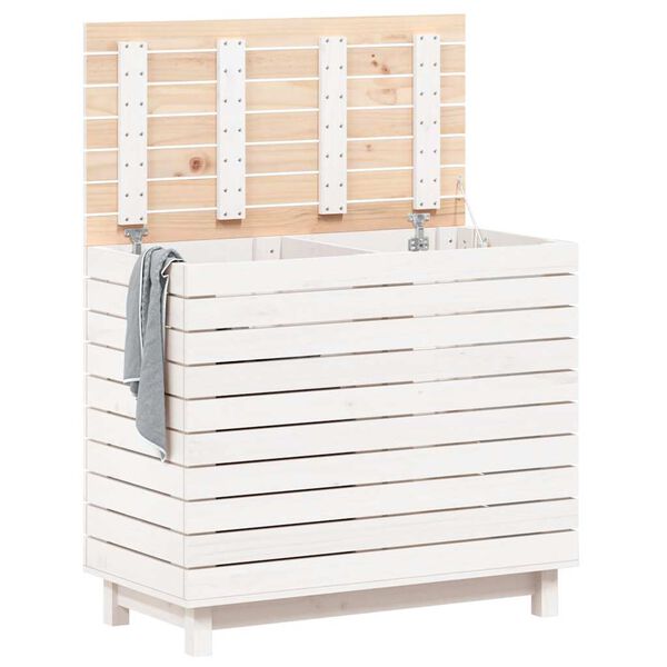 vidaXL Laundry Basket White 88.5x44x76 cm Solid Wood Pine