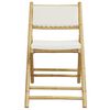 vidaXL 4 Piece Folding Bistro Chairs with Cream White Cushions Bamboo