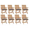 vidaXL Folding Garden Chairs with Cushions 8 pcs Solid Teak Wood