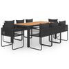 vidaXL 9 Piece Garden Dining Set PVC Rattan Black and Brown