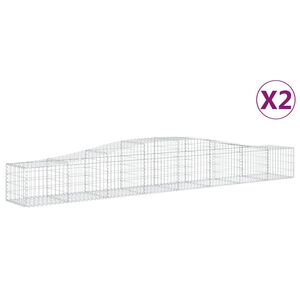 vidaXL Arched Gabion Baskets 2 pcs 400x50x40/60 cm Galvanised Iron