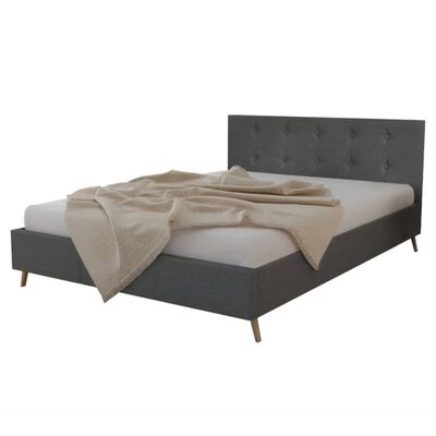 vidaXL Bed Frame Dark Grey Fabric Queen Size