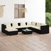 vidaXL 8 Piece Garden Lounge Set with Cushions Poly Rattan Black