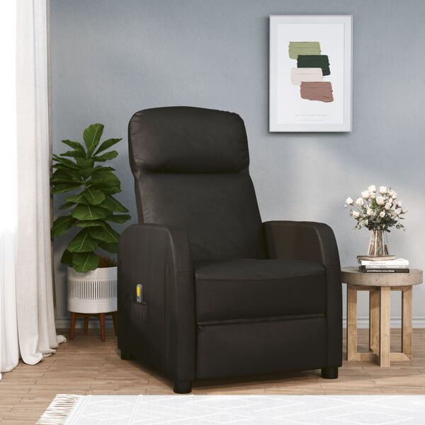 vidaXL Massage Chair Black Faux Leather