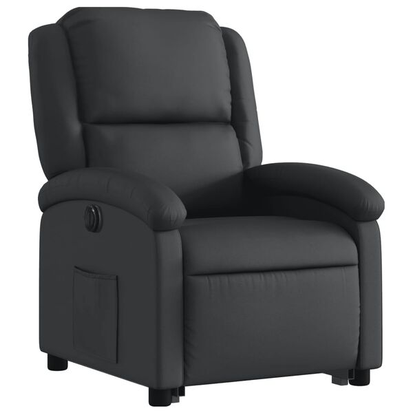 vidaXL Electric Stand up Recliner Chair Black Real Leather