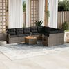 vidaXL 10 Piece Garden Sofa Set with Cushions Grey Poly Rattan