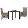 vidaXL Garden Dining Set 3 pcs Grey Powder-Coated Steel