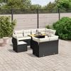 vidaXL 9 Piece Garden Sofa Set with Cushions Black Poly Rattan