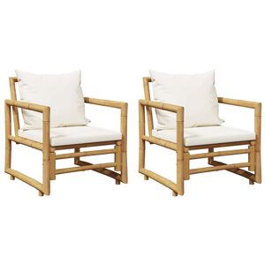 vidaXL Garden Chairs 2 pcs with Cushions and Pillows Bamboo