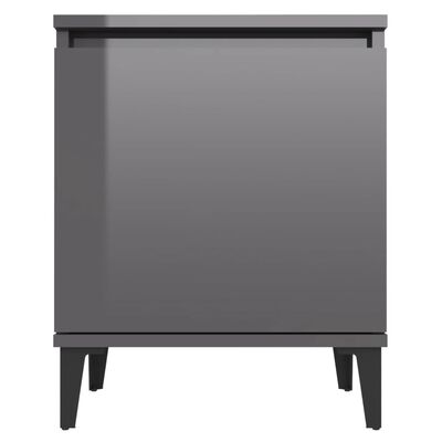 vidaXL Bed Cabinets with Metal Legs High Gloss Grey 40x30x50 cm