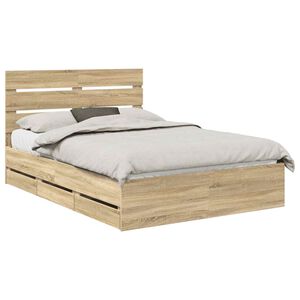 vidaXL Bed Frame with Drawer Sonoma Oak 150 x 200 cm Engineer Wood