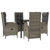 vidaXL 5 Piece Garden Dining Set with Cushions Black and Grey Poly Rattan