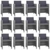 vidaXL 13 Piece Outdoor Dining Set with Cushions Poly Rattan Anthracite