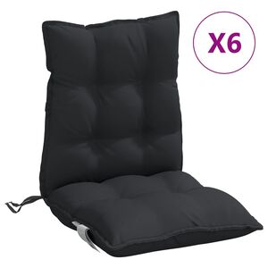 vidaXL Lowback Chair Cushions 6 pcs Black Oxford Fabric