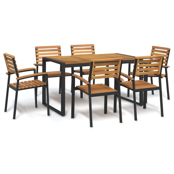 vidaXL 7 Piece Garden Dining Set Solid Wood Acacia and Metal