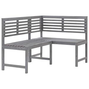 vidaXL Garden Corner Bench Grey 140 cm Solid Acacia Wood