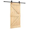 vidaXL Sliding Door Natural and Black 95 x 210 cm Solid Pine Wood